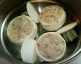 新玉ねぎを使って旬のかぶの肉詰め蒸し作り方6写真