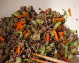 まろやかトマト味☆茄子ひき肉の焼きうどん作り方3写真