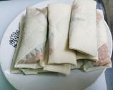 梅しそつくねの春巻き作り方4写真