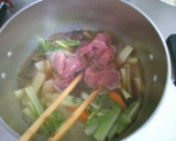 簡単！ 和食 豚肉 山東菜 絹さやの煮物作り方6写真