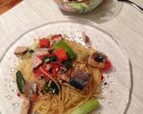 秋刀魚と九条ネギのアーリオオーリオパスタ作り方4写真