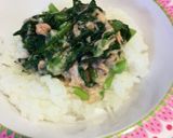 時短簡単！子供、夏バテにも！春菊とろろ丼作り方1写真