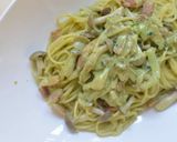 抹茶クリームパスタ　ベーコンしめじ作り方7写真