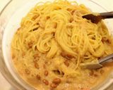 長芋でふわとろ♡納豆パスタ作り方3写真