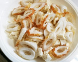 レンジで簡単！豆腐とちくわの卵とじ丼作り方1写真