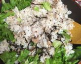 卵のせ塩昆布とレタス炒飯作り方3写真