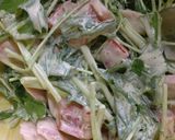 トマトと水菜、魚肉ソーセージのわさびマヨ作り方4写真