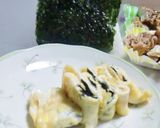 お弁当、味付け海苔と沢庵入りの卵焼き作り方4写真