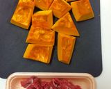 こっくり美味しい♡カボチャと牛肉のゴマ煮作り方1写真
