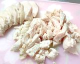大葉香る♪ゆで鶏とくずし豆腐の和風スープ作り方4写真