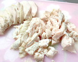 大葉香る♪ゆで鶏とくずし豆腐の和風スープ作り方4写真