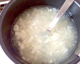 大葉香る♪ゆで鶏とくずし豆腐の和風スープ作り方5写真