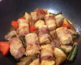 凍り豆腐の豚バラロールと根菜の照り煮作り方14写真