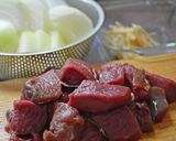 Staubで作るエゾシカ肉の生姜醤油煮作り方1写真