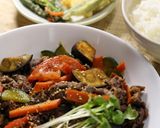 夏野菜と牛肉のオイスター黒酢炒め作り方9写真