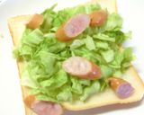塩キャベ×ウィンナーの塩昆布トースト作り方4写真