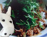鶏ひき肉と水菜のどんぶり作り方5写真