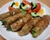 蒸し焼きで柔らか！アスパラの豚バラ肉巻き作り方8写真