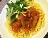 新玉ねぎのトマト煮の冷製パスタ作り方3写真