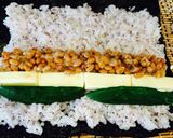 ゆかりご飯で♡納豆きゅうりチーズ巻き寿司作り方1写真