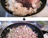 黒酢黒胡麻黒胡椒☆黒いレタス炒飯！作り方3写真