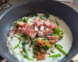 カフェ風💕菜の花とベーコンクリームパスタ作り方6写真