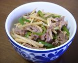 筍とピーマンどどん☆ポン酢で青椒肉絲丼作り方6写真