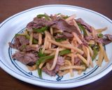 筍とピーマンどどん☆ポン酢で青椒肉絲丼作り方7写真