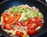 ヘルシー！そら豆のベーコントマト炒め作り方3写真