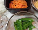 炒り卵を加えて♪エビと絹さや甘辛中華炒め作り方1写真