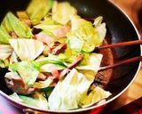 キャベツベーコンのめんつゆバターうどん作り方5写真