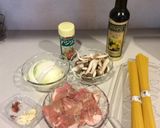 ピリ辛バジルパスタの鶏肉ソテーのせ作り方1写真