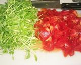 節約☆豆苗とトマトのパスタ作り方3写真
