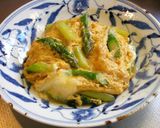 グリーンアスパラと新玉ねぎの卵とじ丼♪作り方6写真