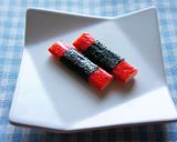 お弁当に♡かにかま海苔巻作り方4写真