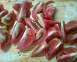 簡単♪トマトとピーマン　鶏ひき肉のスープ作り方1写真