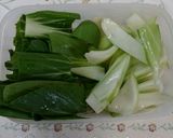 ちんげん菜とカニかまあんかけ作り方1写真