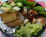 チキンのフライとサラダのバランスお弁当。作り方2写真