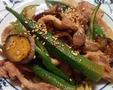 豚肉とオクラ、茄子のわさび醤油炒め作り方5写真