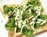 セロリの葉の梅わさび和トースト作り方4写真