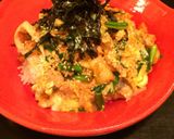 簡単！豚肉とキムチのピリ辛卵とじ丼ぶり作り方10写真