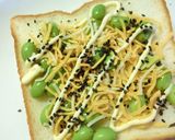 枝豆×チーズの海苔*バジルトースト作り方3写真