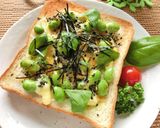 枝豆×チーズの海苔*バジルトースト作り方4写真