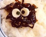 とにかく簡単キャラ弁♡まっくろくろすけ作り方1写真