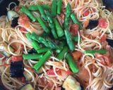 茄子とアスパラベーコンのトマトパスタ作り方13写真
