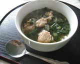 小松菜と鶏団子のスープ@10分作り方5写真