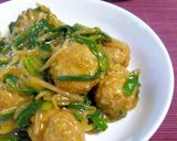 ☰中華風肉団子で、ニラともやしの炒め物☰作り方7写真