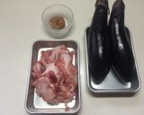 茄子と豚肉の梅肉炒め作り方1写真