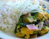 ほうれん草入り☆アボガドと卵のふわとろ丼作り方6写真