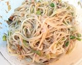 梅風味♡エビと薬味の固焼きそうめん作り方2写真